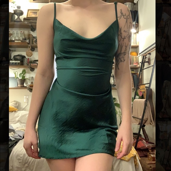 Motel Rocks Dresses & Skirts - SOLD Motel Rocks Paiva Dress in Satin Forest Green